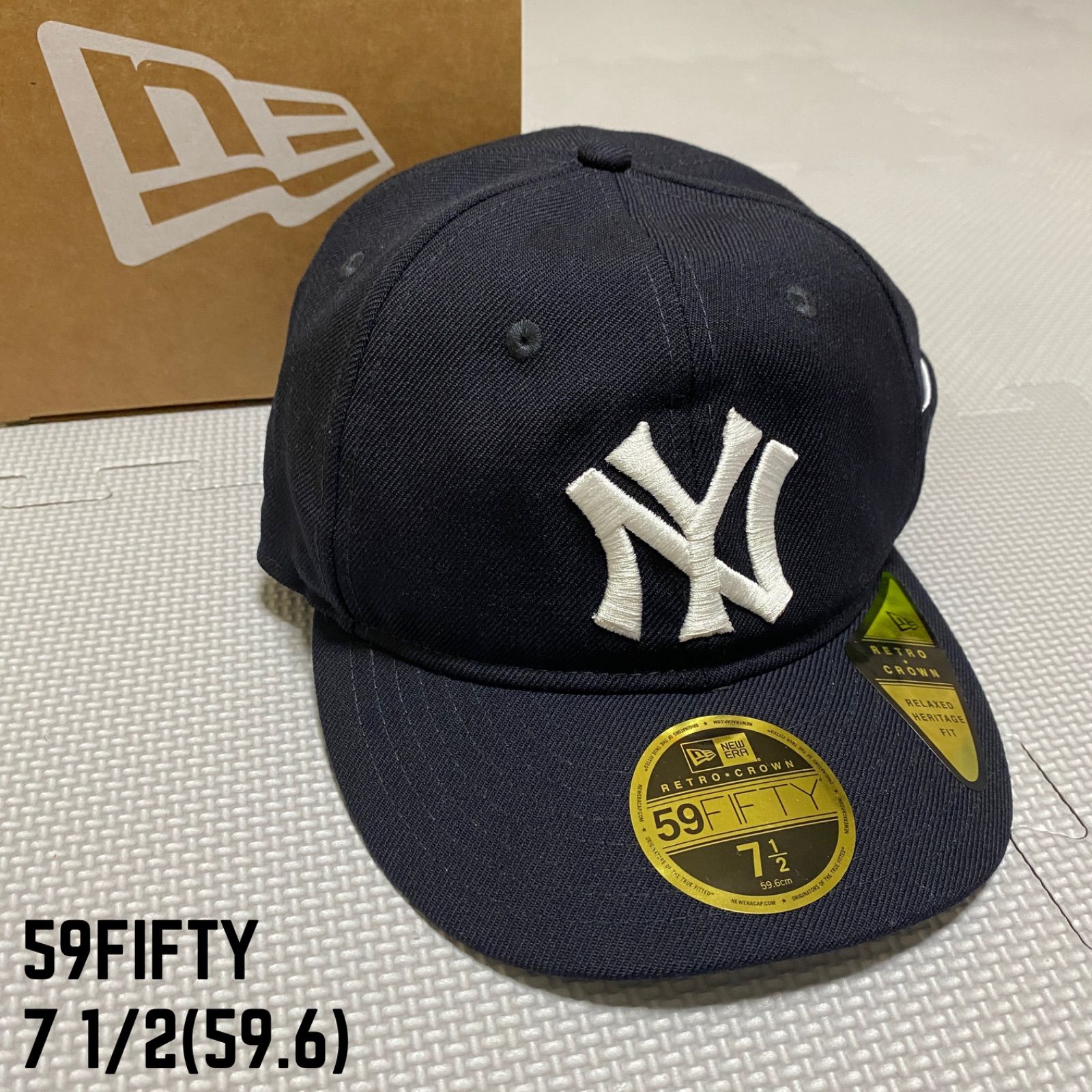 NEWERA》ニューエラ ニューヨーク ヤンキース 59FIFTY レトロクラウン キャップ OGチームカラー ネイビー つば裏 グレー ウール 7  1/2 - メルカリ