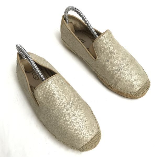 UGG/アグ★麻/ジュートソール/エスパドリーユ【US6/23.0/gold×beige】スリッポンシューズ/sandal/sneakers/Shoes/trainers◆bA-008 UGG/アグ☆麻/ジュートソール/エスパドリーユ【US6/23.0/gold×beige