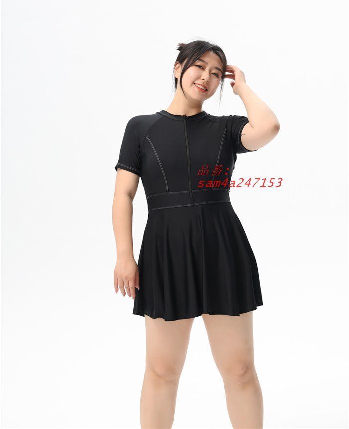 体型カバー レディース アクティブライフ ワンピース水着 スポーツシック ビーチパフォーマンス ブラック XL-5XL プール ビーチ ワンピース 海水浴 am4a247153