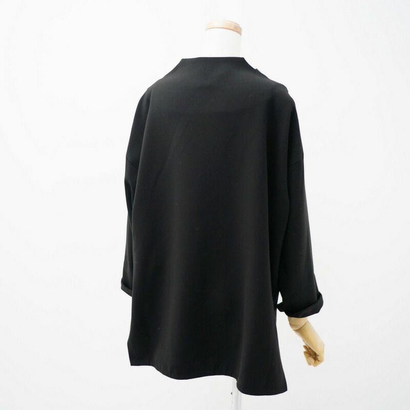 ENFOLD - ■美品■ENFOLD エンフォルド スポンジダブルクロススリットネックトップス プルオーバー カットソー サイズ36 ドロップショルダー ブラック 黒 ブランド古着【中古】20230526/GN4661 □美品□ENFOLD エンフォルド スポンジダブルクロススリット