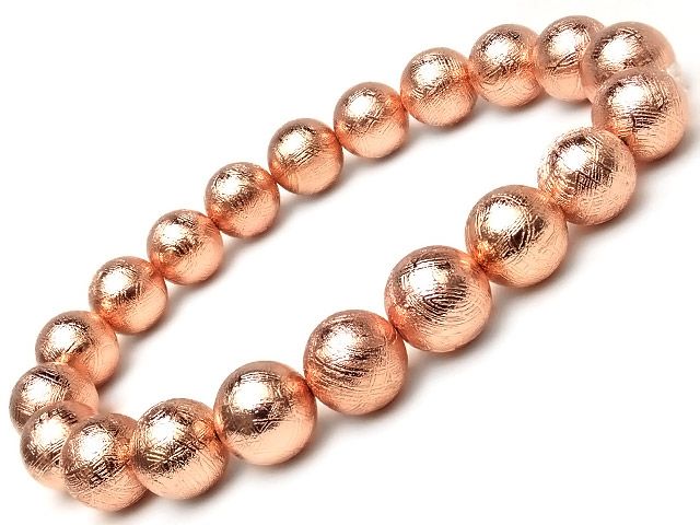ムオニナルスタ隕石 メテオライト ピンクゴールド 丸玉ブレス 10mm No.2 1点もの | 51-8 ME10BS2