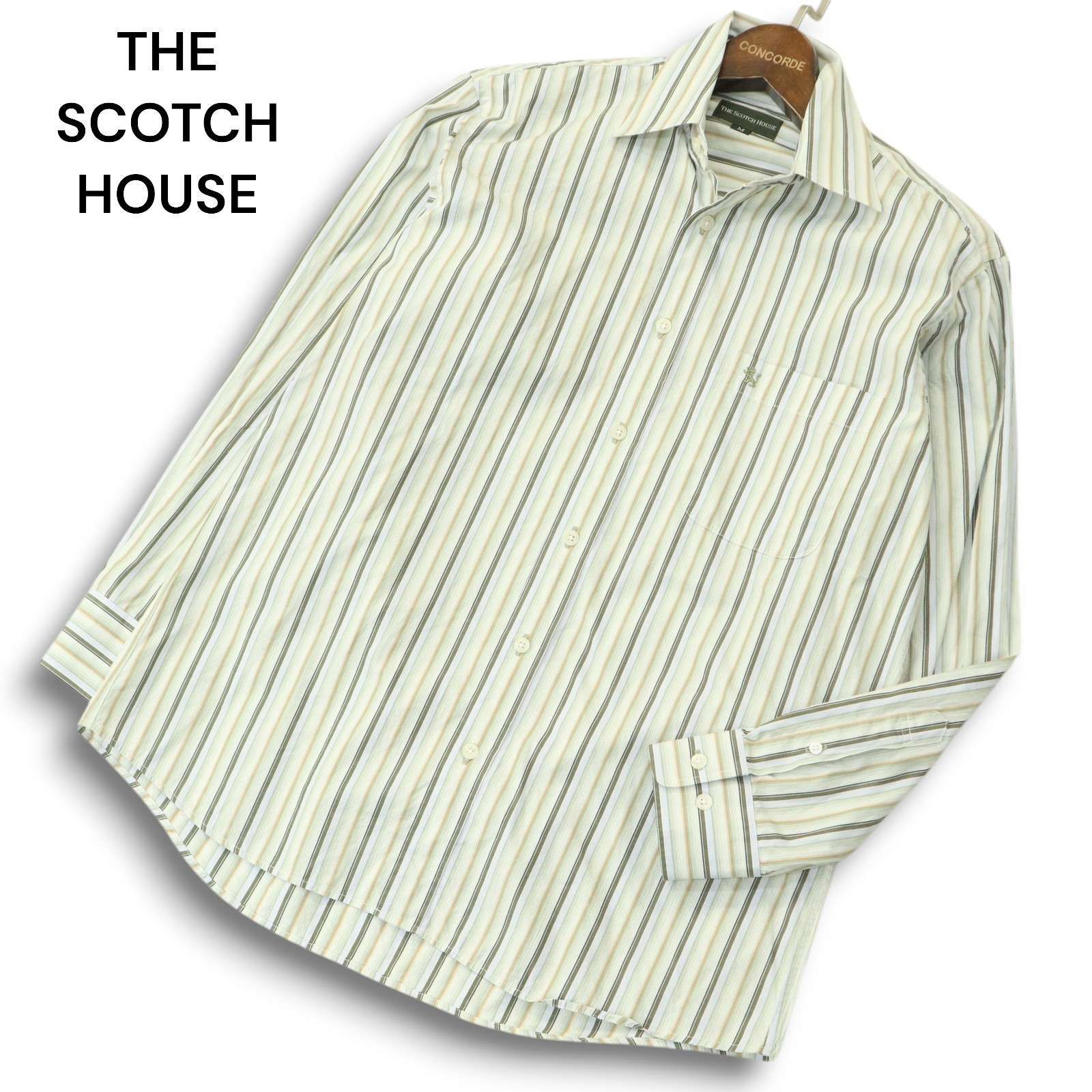 THE SCOTCH HOUSE スコッチハウス 通年 ロゴ刺繍★ コットン ニット セーター Sz.L メンズ