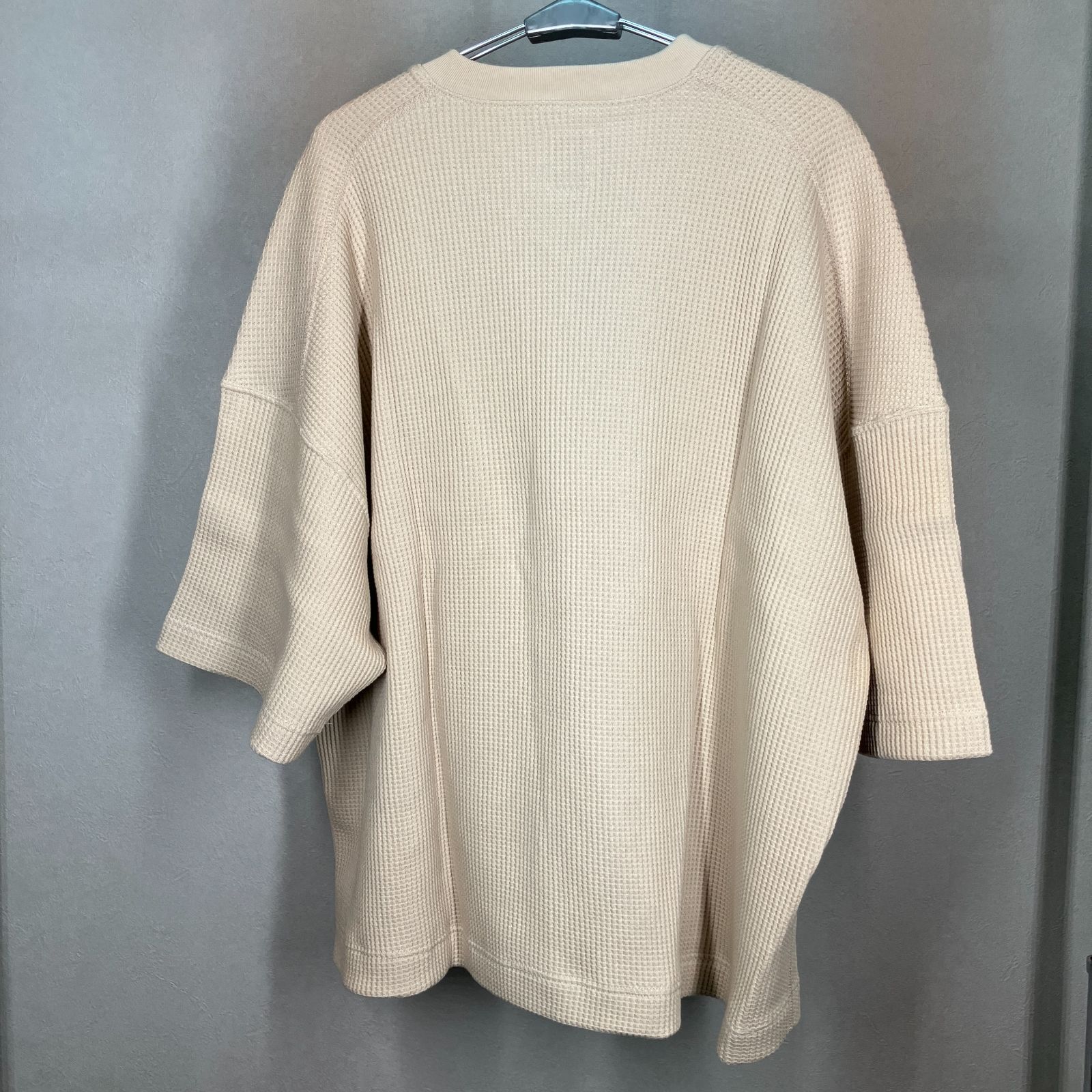 サンカ Sanca ビッグワッフルクルーネック コットン ライトベージュ 