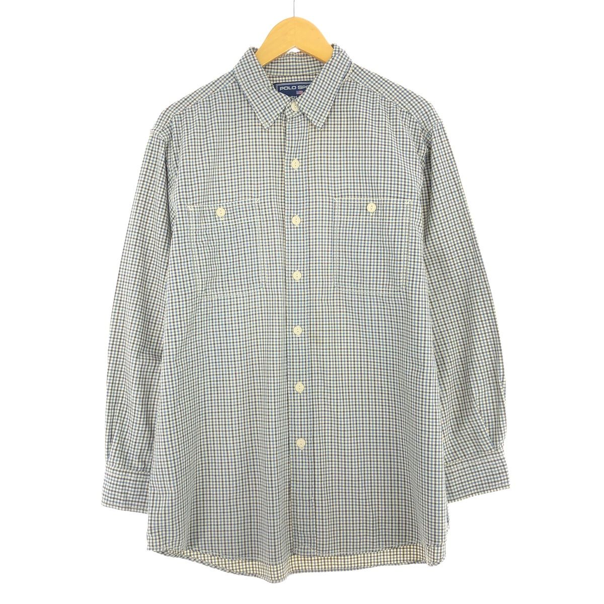 古着 90年代 ラルフローレン Ralph Lauren POLO SPORT ポロスポーツ 長袖 チェックシャツ メンズM ヴィンテージ/eaa440416