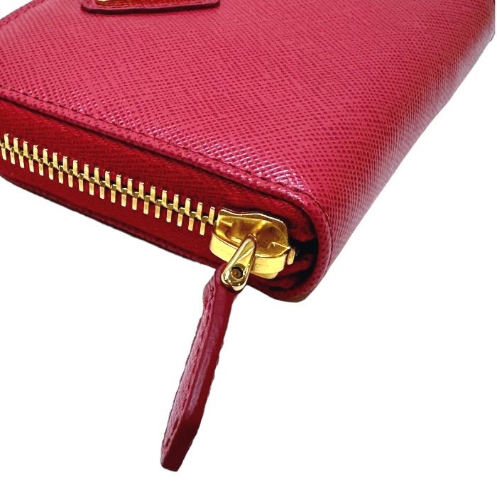 中古美品】PRADA プラダ サフィアーノ コンパクト ウォレット ピンク 