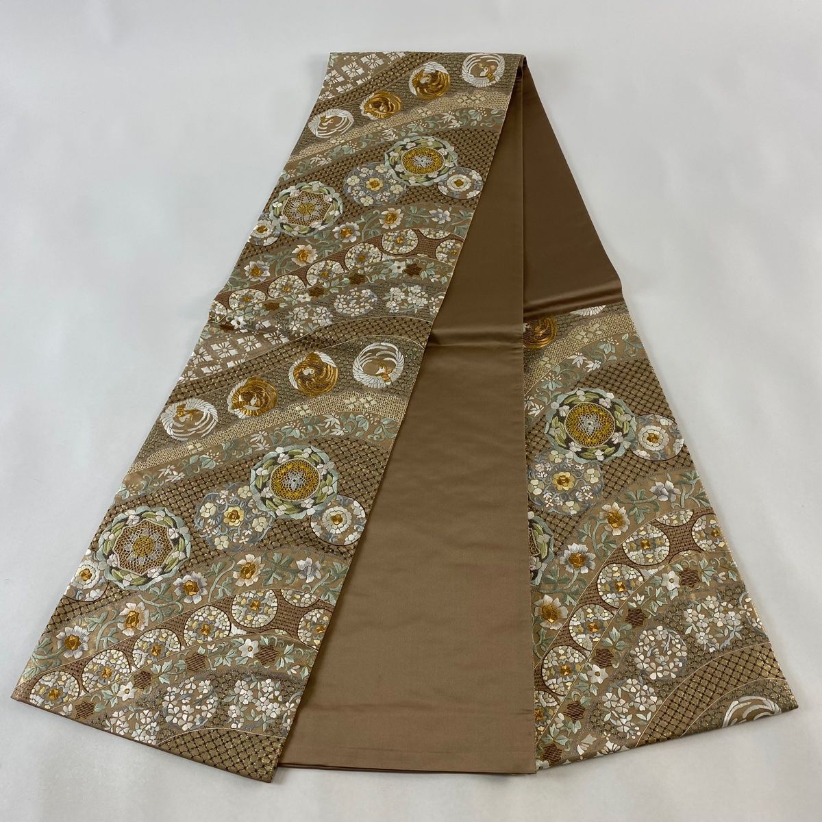 ◇503my41◇川島織物 絽 夏帯 秋草文 金銀糸 六通 袋帯◇美品
