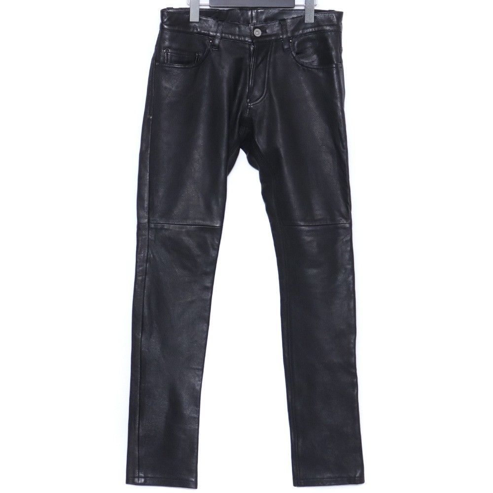 【5351POUR LES HOMMES】レザーパンツ 牛革 ブラックsize2 5351 POUR LES HOMMES ゴートストレッチレザーパンツ サイズ2 ブラック