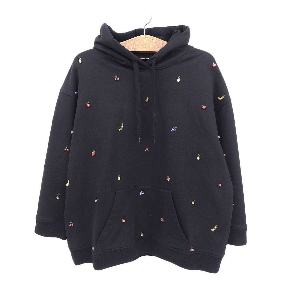 ヴァレンティノ フルーツ エンブロイダリー フーディ XB3MF16G720 レディース ブラック VALENTINO アパレル 小物
