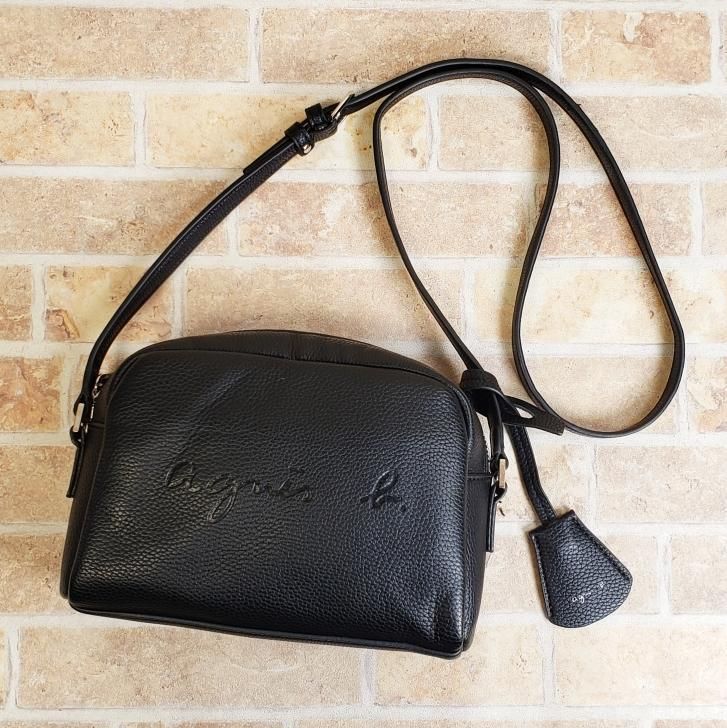 美品 アニエスベー ボヤージュ ☆ レザー ショルダーバッグ 黒