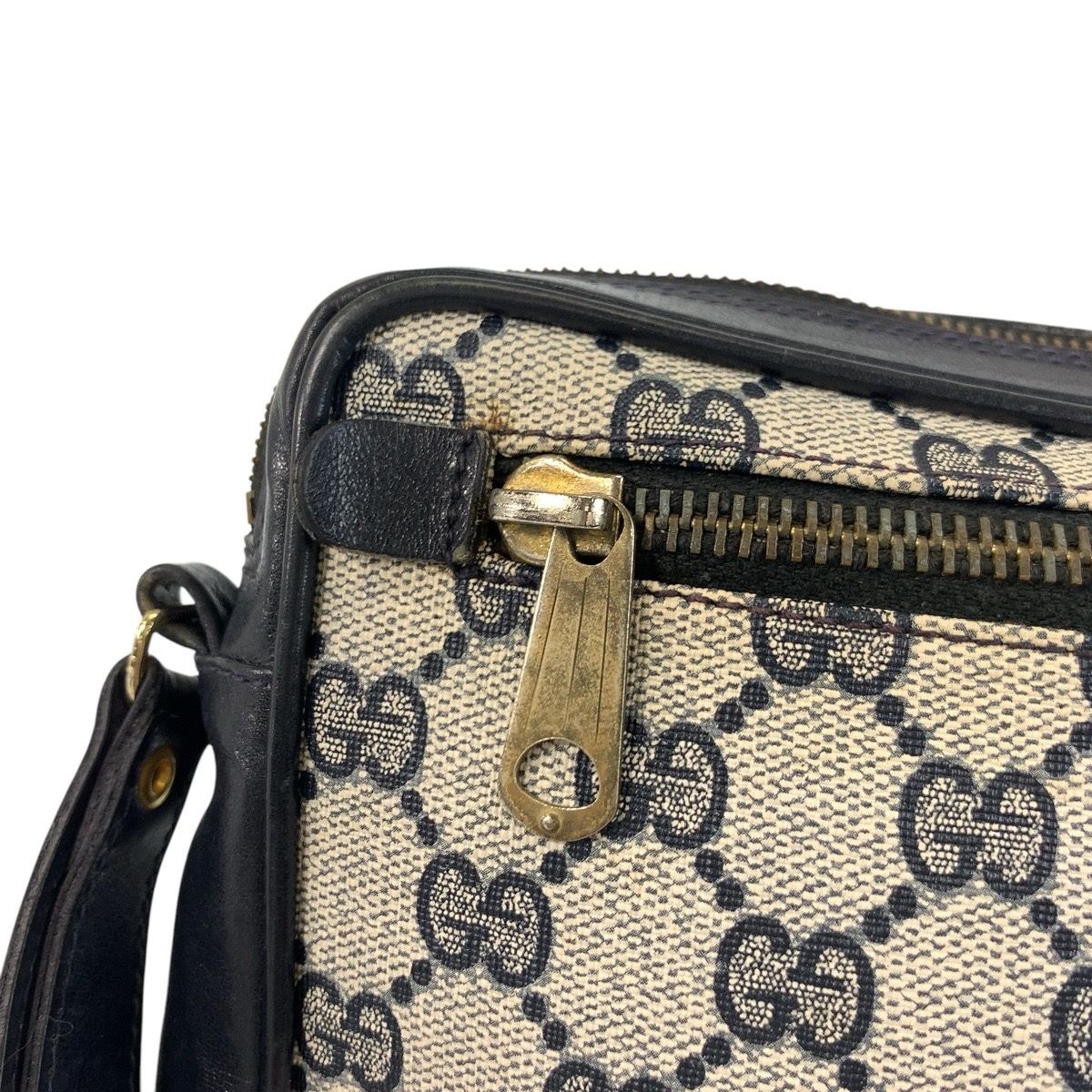 GUCCI グッチ シェリーライン グレー ネイビー ゴールド金具 GG
