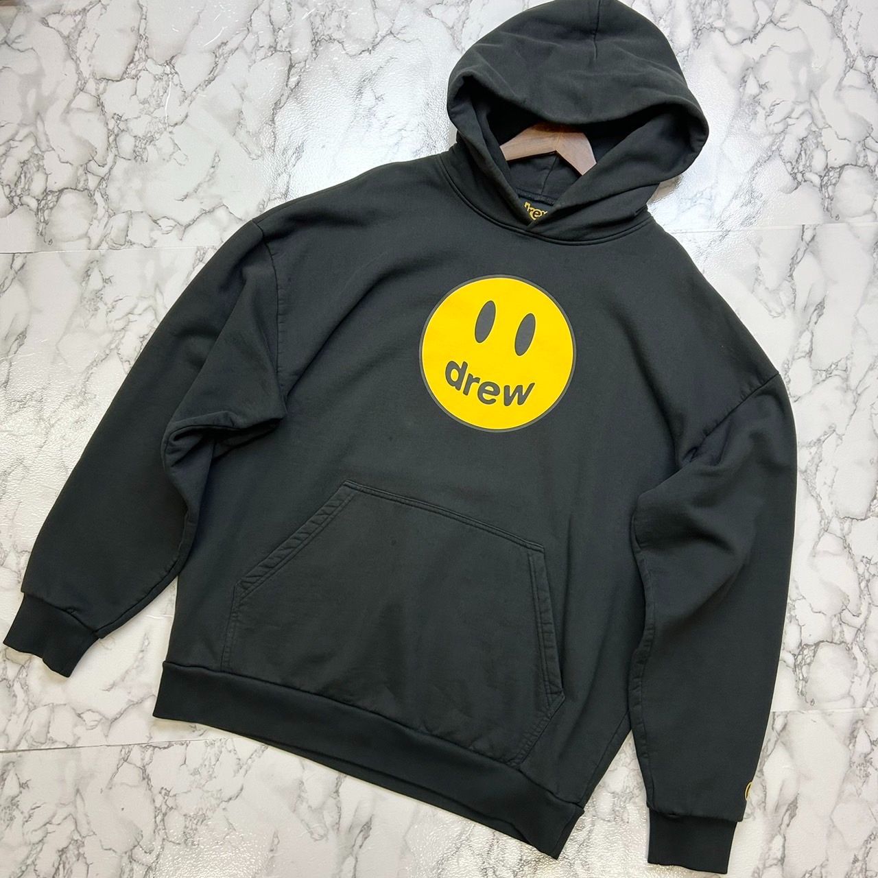 drew house ドリューハウス DECONSTRUCTED MASCOT HOODIE ブラック コットン フーディー 長袖 パーカー ロゴ スマイル ジャスティンビーバー