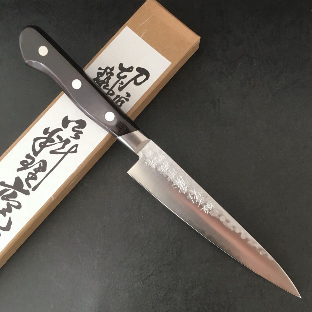 銀座 菊藤 ペティーナイフ 135ミリ 青紙２号鋼本割込 銀座 菊藤 ペティーナイフ 135ミリ 青紙2号鋼本割込 鎚目模様 - メルカリ