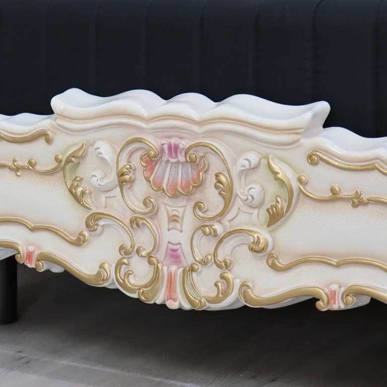 ロココ シングルベッドフレーム マットレス別 シングルベッド 猫脚 白