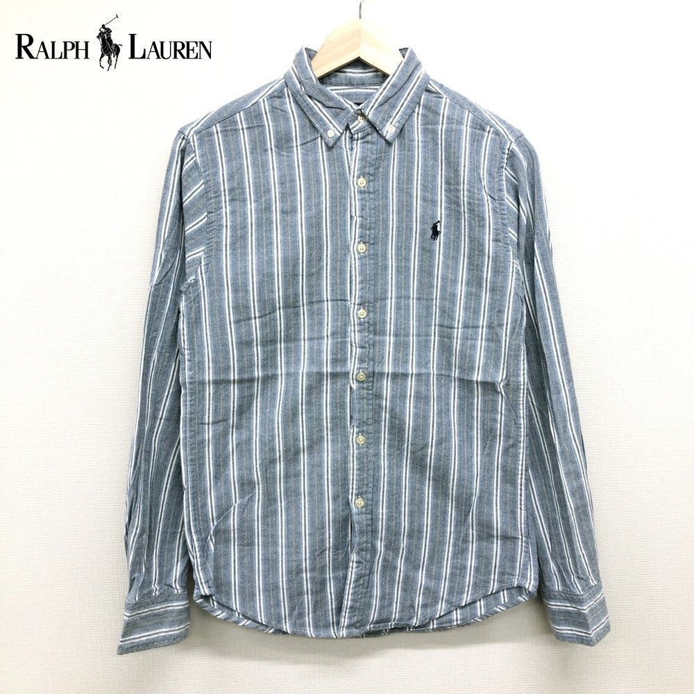 新品 ラルフローレン ストライプ ボタンダウンシャツ 紺×白 Boy's S