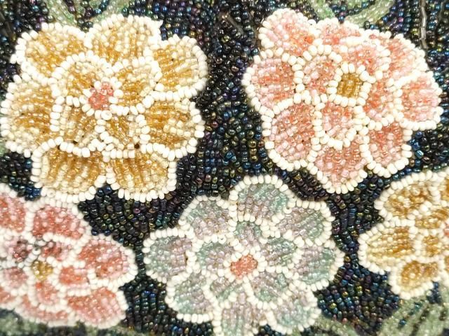 平和屋本店□和装小物 ビーズバッグ 和装バッグ 草花 がま口 持ち