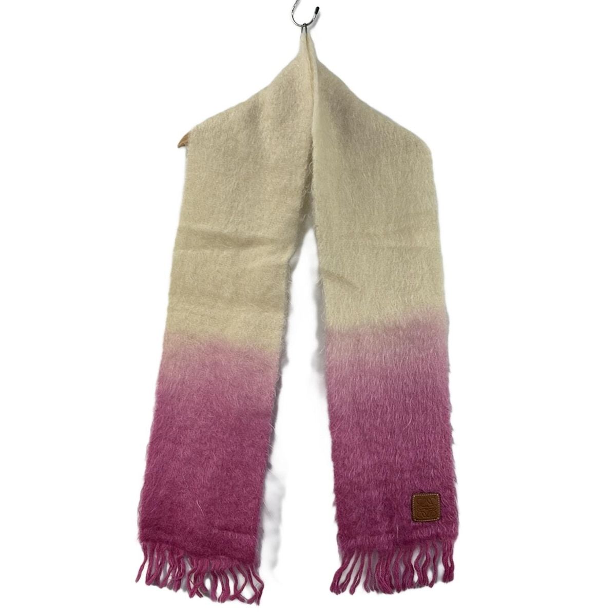 LOEWE ロエベ マフラー - アイボリー×ピンク ウール