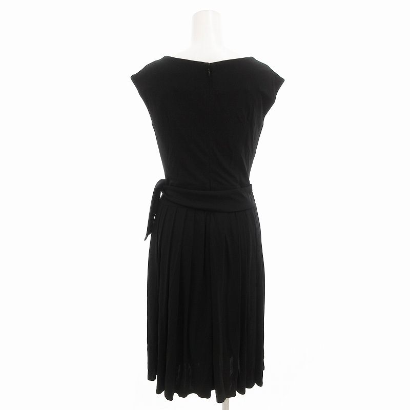 M-premier Black　プリーツカラー　ノースリーブ　ワンピース ギャザーデザインノースリーブワンピース(34 NAVY): M-PREMIER
