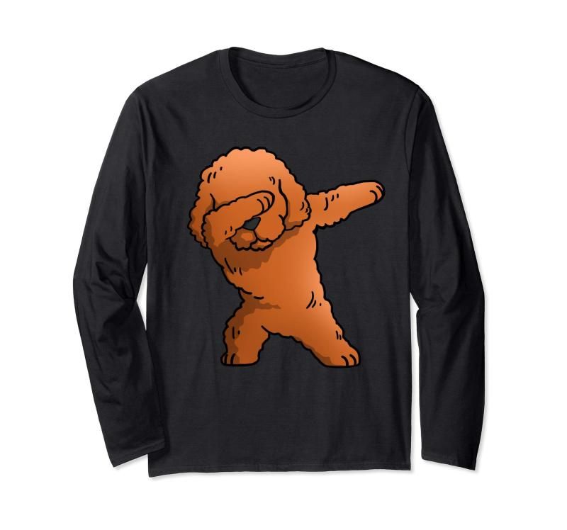 ダブダンストイプードルの子犬 長袖Tシャツ