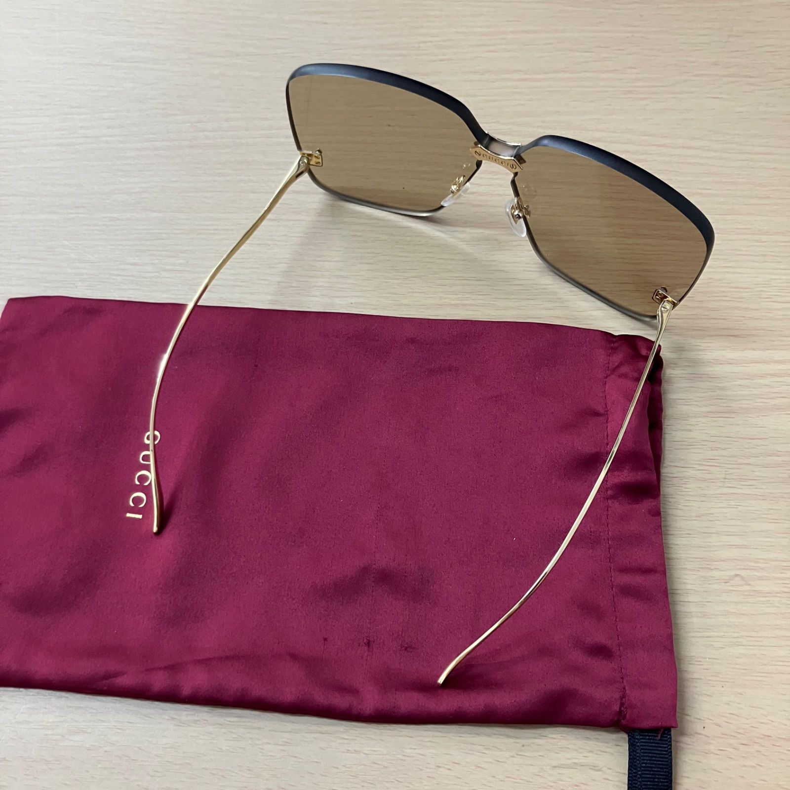 美品 GUCCI グッチ サングラス 茶 金 ブラウン ゴールド - メルカリ