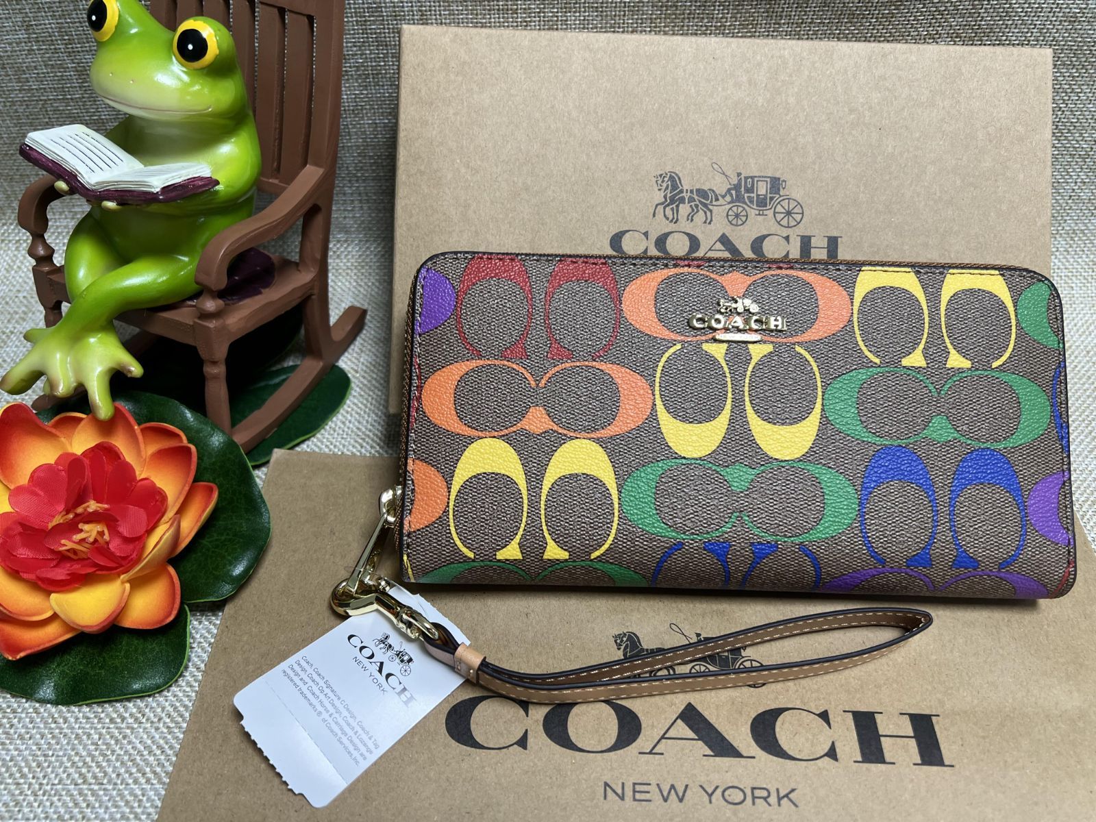 コーチ COACH 財布 長財布 レインボー シグネチャー ラウンド