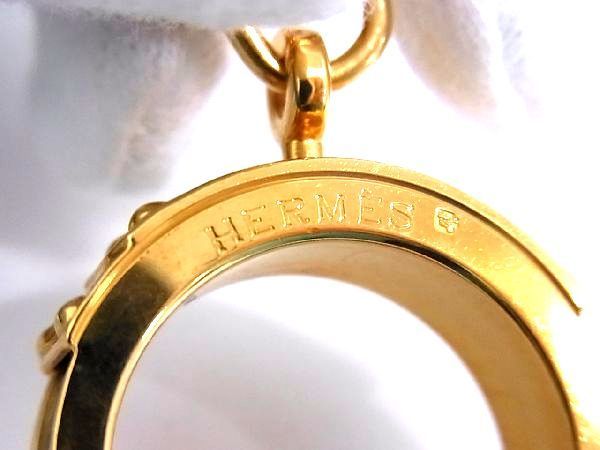 ■極美品■ HERMES エルメス ケリー クロコダイル カデナモチーフ スカーフリング スカーフ留め アクセサリー ゴールド系 AJ9588ｹZ