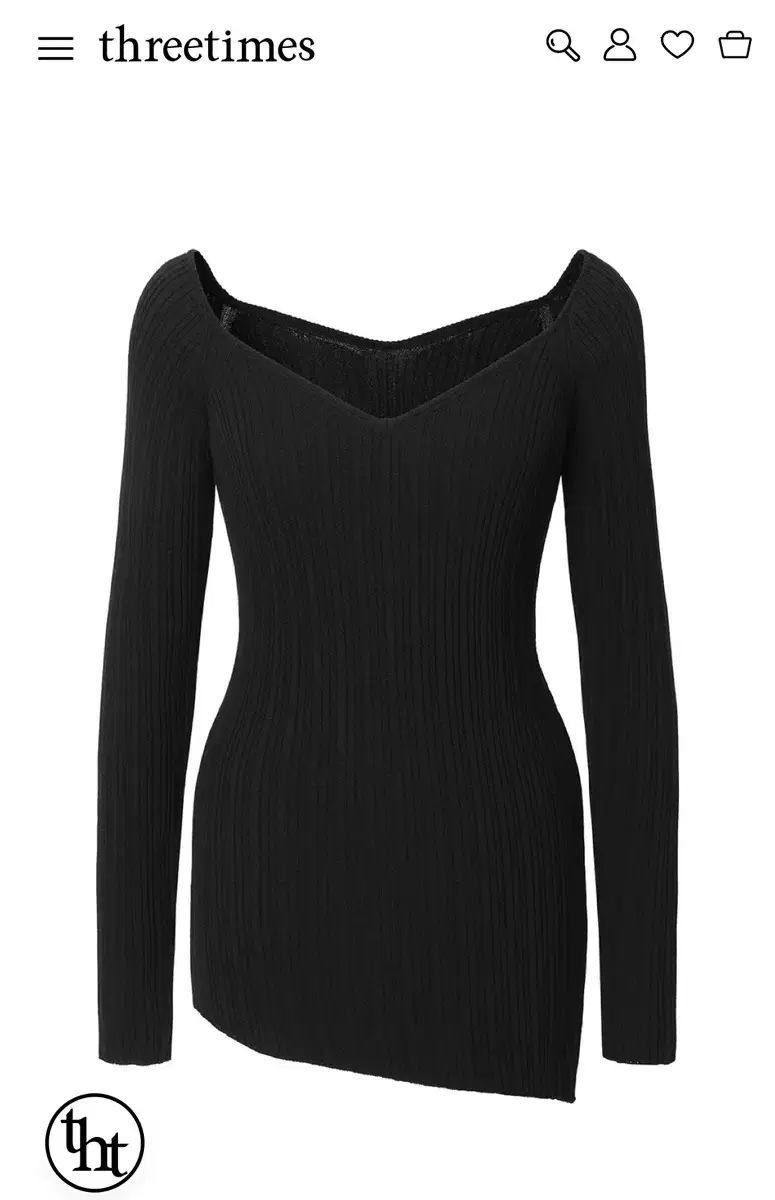 スリータイムズ V レイヤード ドレス ブラック