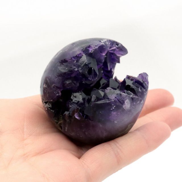 アメジスト 笑口 丸玉 直径49mm 123g 台座付き ジオード 1点もの