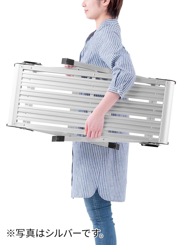 イーサプライ アルミ足場台 洗車台 2段 高さ50cm 耐荷重150kg 天板76cm×30cm 軽量3.6kg 折りたたみ 幅広ステップ 踏み台 脚立 ブラック EEX-KYA20BK HRDEVELOPMENT_JP