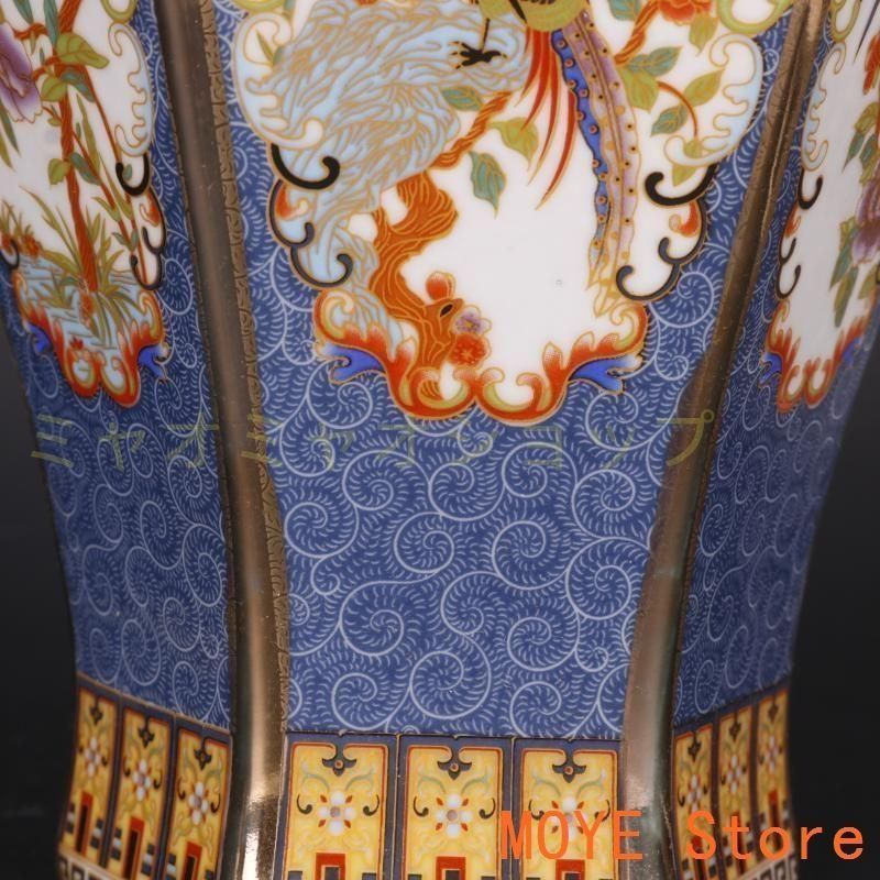 清乾隆蒔金琺瑯彩花鳥紋花瓶 景徳鎮 陶磁器 装飾品 現代工芸品 美術品 置物 清乾隆蒔金琺瑯彩花鳥六方梅瓶 景徳鎮 陶磁器 装飾品 工芸品