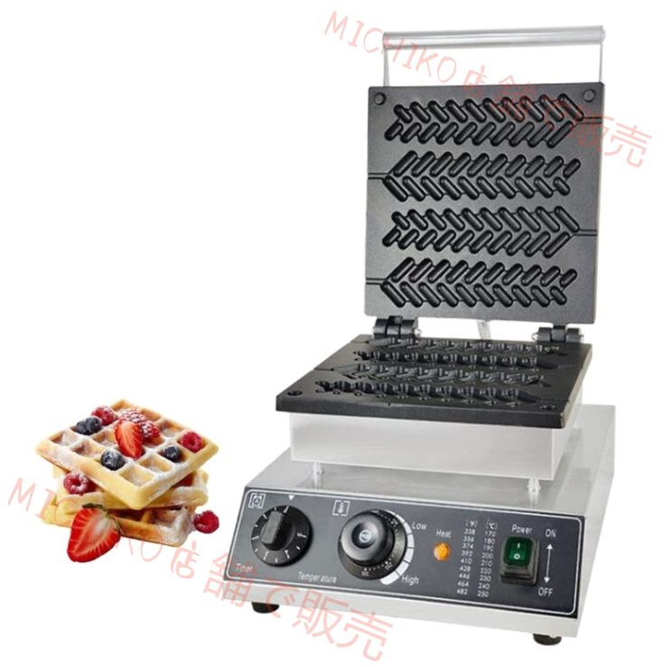 商用電気ワッフル メーカー 4PCS 小麦タイプ ワッフル マシン 1600W ワッフル製造機 プラスの効果と効果
