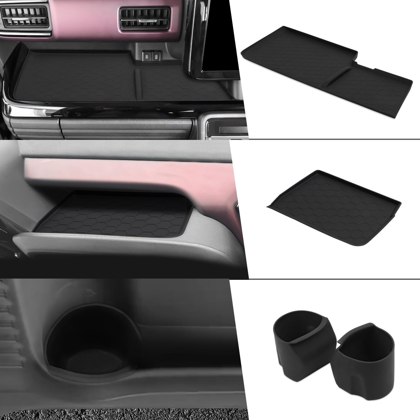 スズキ スペーシア スペーシアカスタム MK54S MK94S 運転席 助手席オープントレイマット ドアカップホルダー ラバータイプ 小物入れ ポケットマット トレイマット ドリンクホルダー 小物入れ 内装パーツ ブラック 4Pセット Spacia Sp