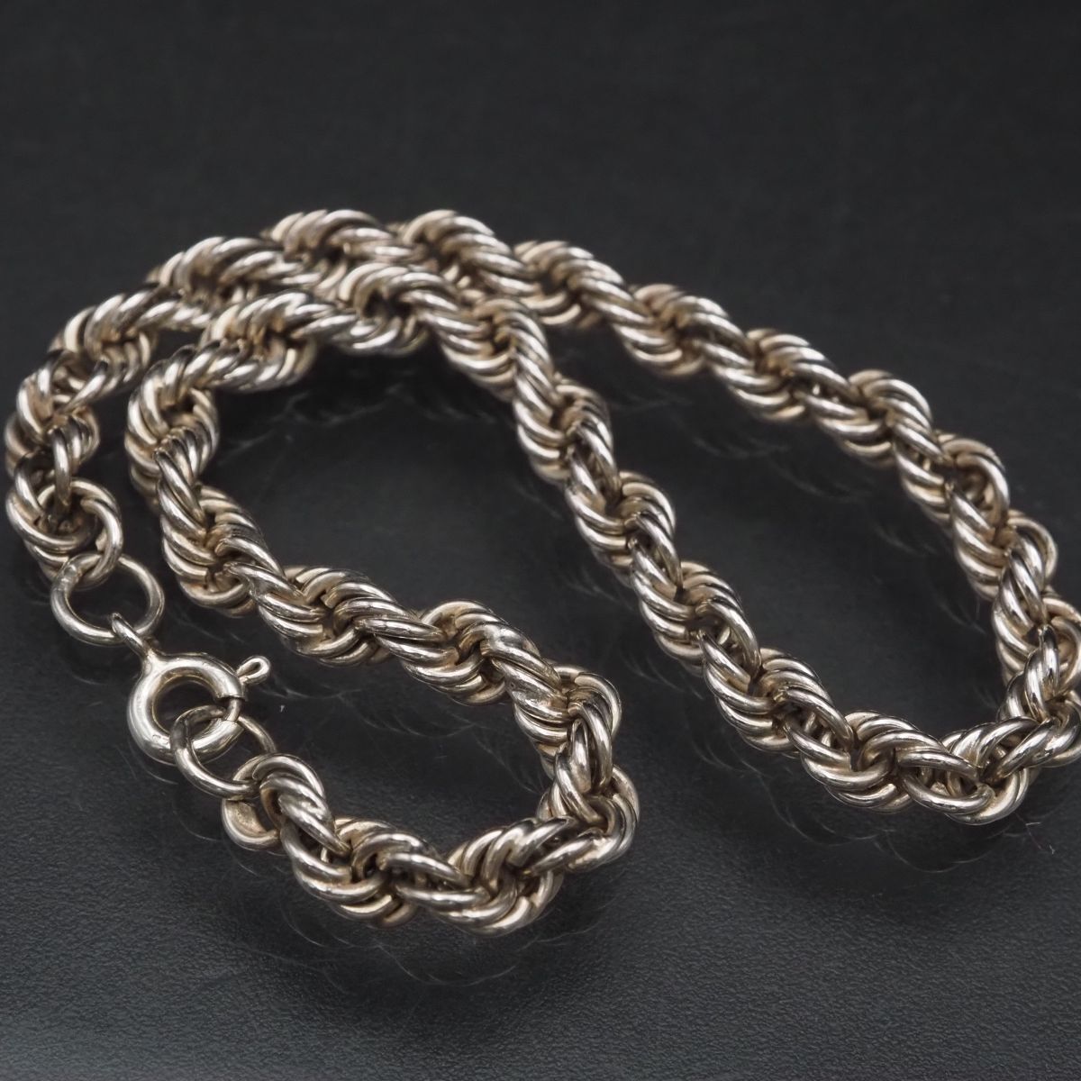 ヴィンテージ シルバー チェーン ネックレス ロープ 刻印 ヴィンテージ ロープデザインチェーンネックレス シルバー925