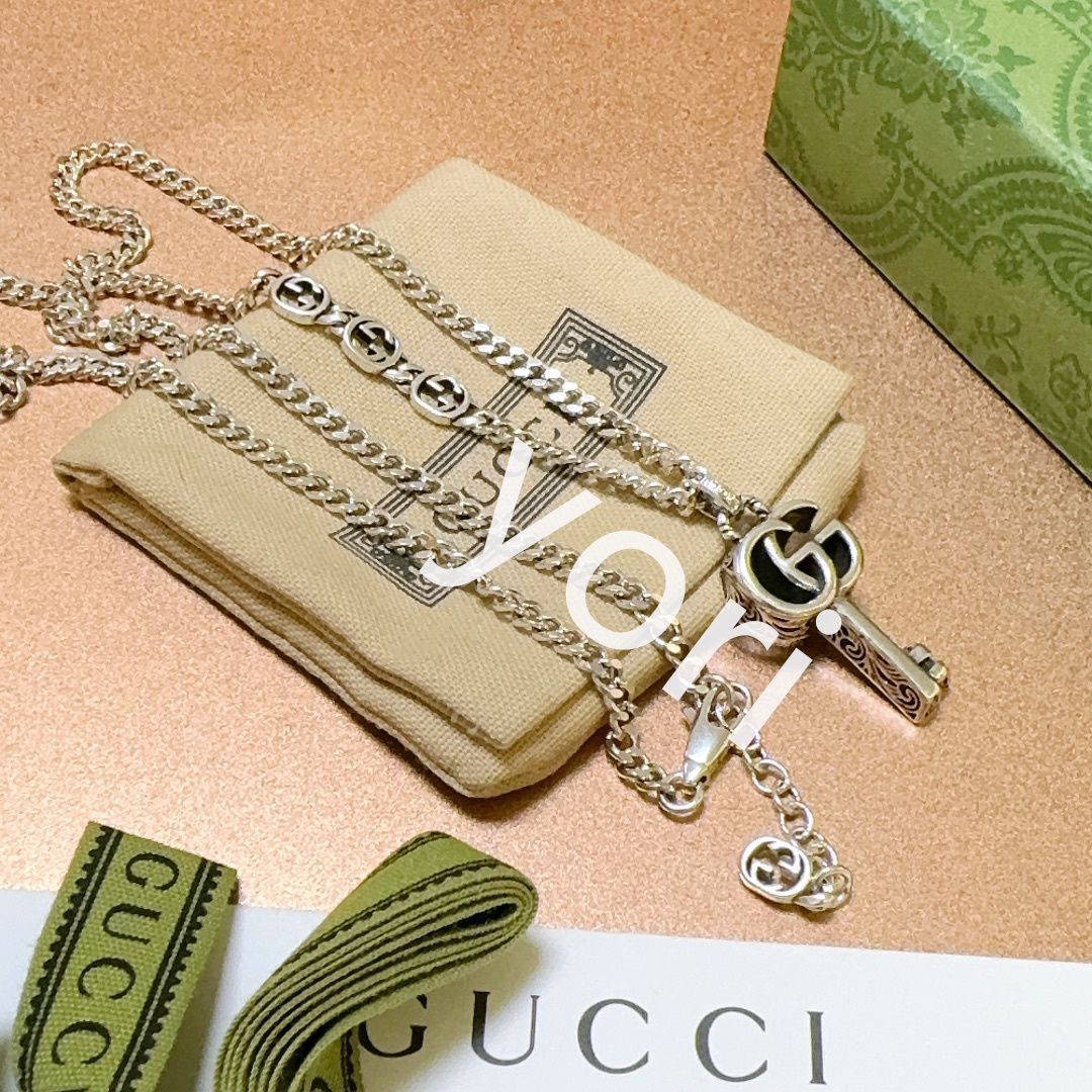 【美品未使用】グッチ GUCCI ダブルG キー ネックレス メンズユニセックス NECKLACE シルバー