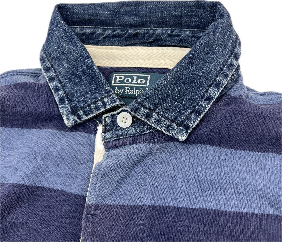 POLO RALPH LAUREN ☆ 襟デニム デザイン ラガーシャツ ボーダー 