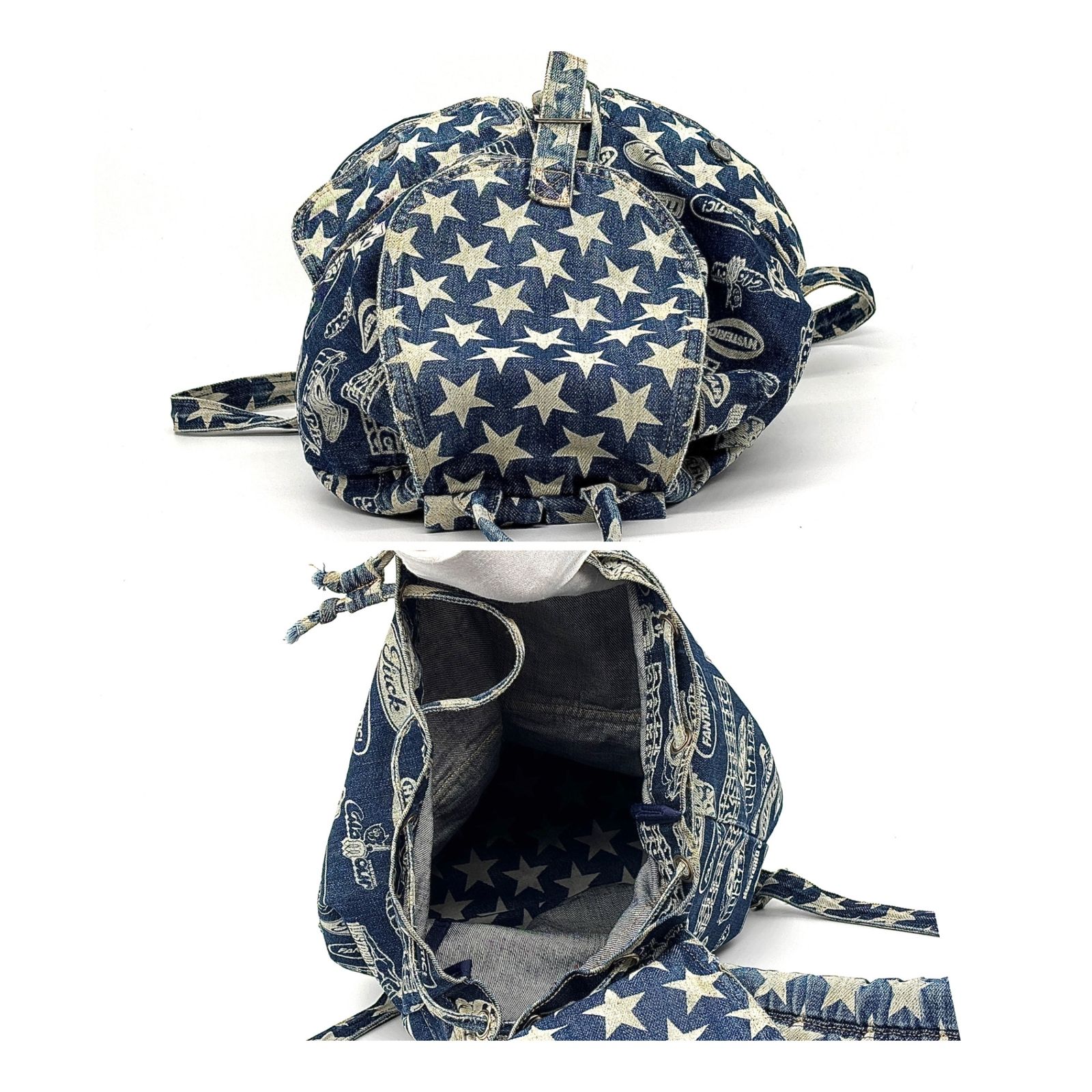 美品 ヒステリックグラマー 星柄 デニム リュック 巾着 美品 ヒステリックグラマー 星柄 デニム リュック 巾着