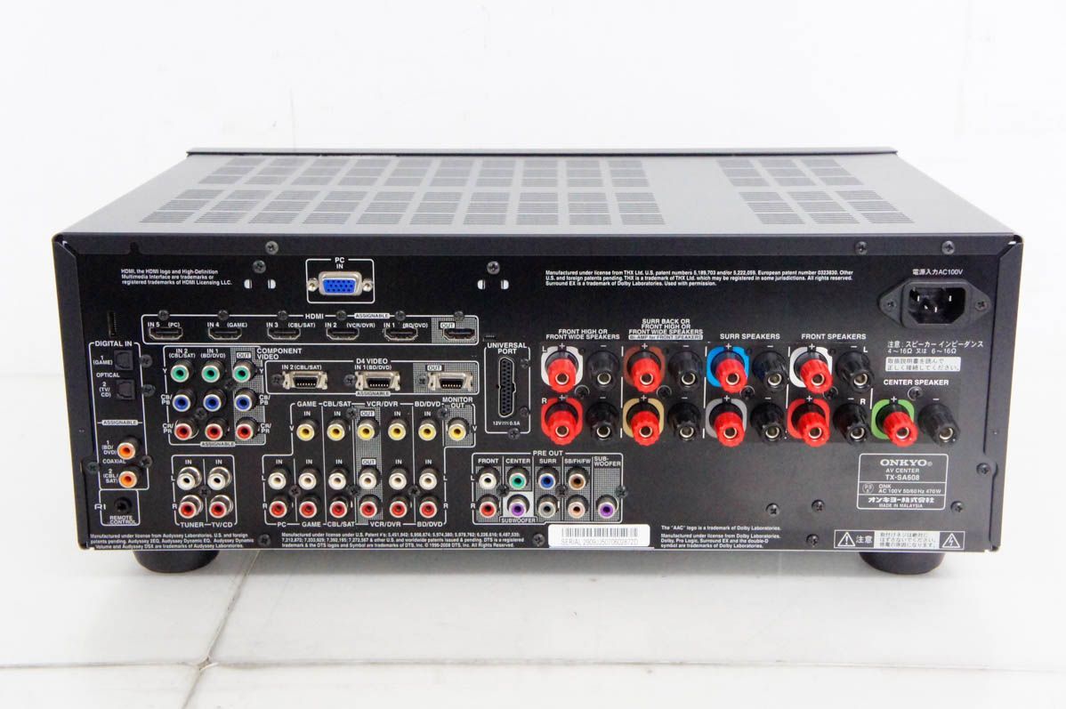 ONKYO TX-SA608 7.1ch AVアンプ （ONKYO】アンプTX-SA608 7.1ch
