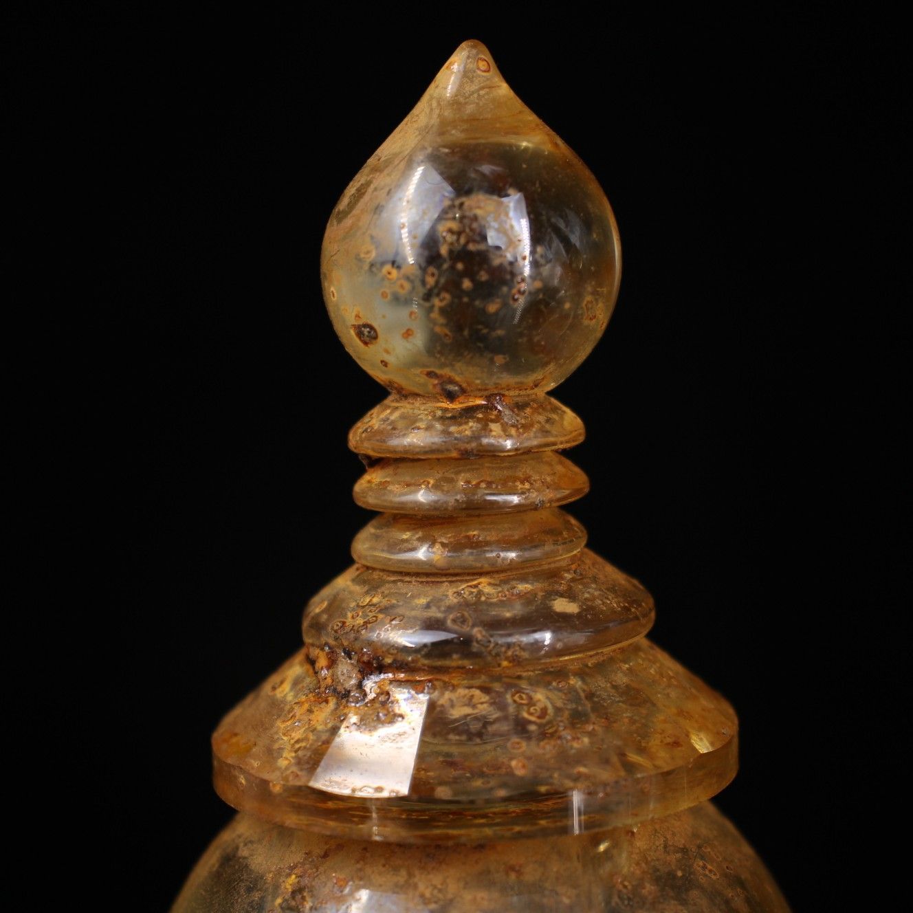 旧家蔵出し 古寺地宮出土 水晶細作 描金 舍利塔 仏塔 仏具 舍利子付 細工 置物擺件 古 古董品 旧家蔵出 蔵友館蔵品 稀少