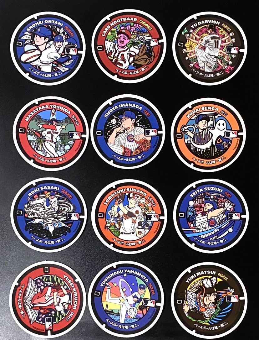 MLB 日本人メジャーリーガーマンホールステッカー 12枚セット MLB 日本人 メジャーリーガー マンホールステッカー 12枚セット