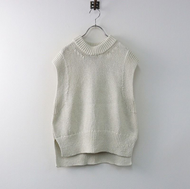 2025SS エイトン ATON SILK WASHI LILYYARN シルク 和紙 ヤーン ベスト 2|オフホワイト トップス ノースリーブ 2400014362848