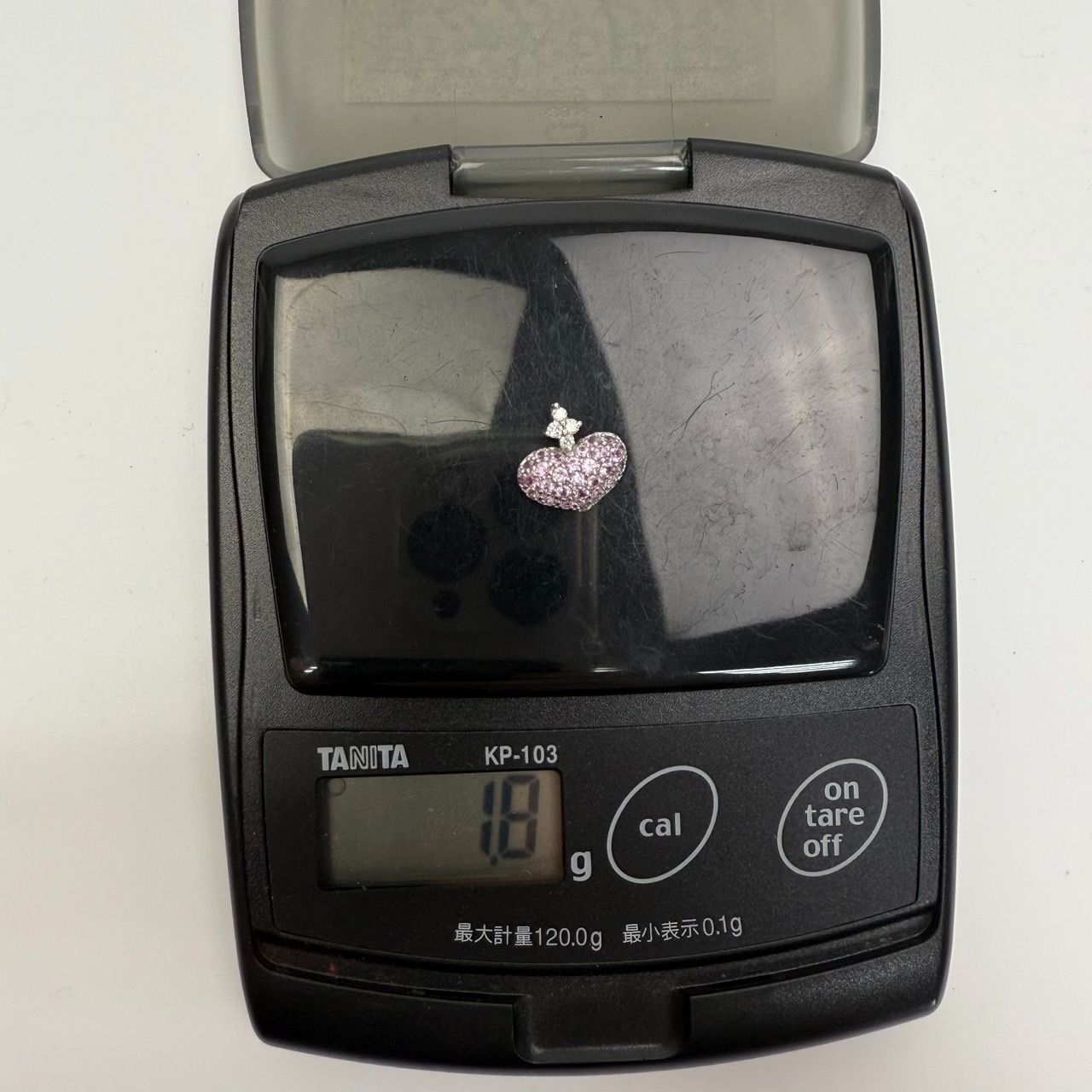 131)【極美品】笠原真寿美 ハートペンダントトップ K18WG 1.8g ピンク