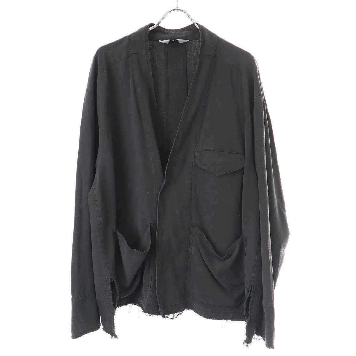 ANCELLM アンセルム 24SS SILK SUEDE COLLARLESS JACKET ネップ加工