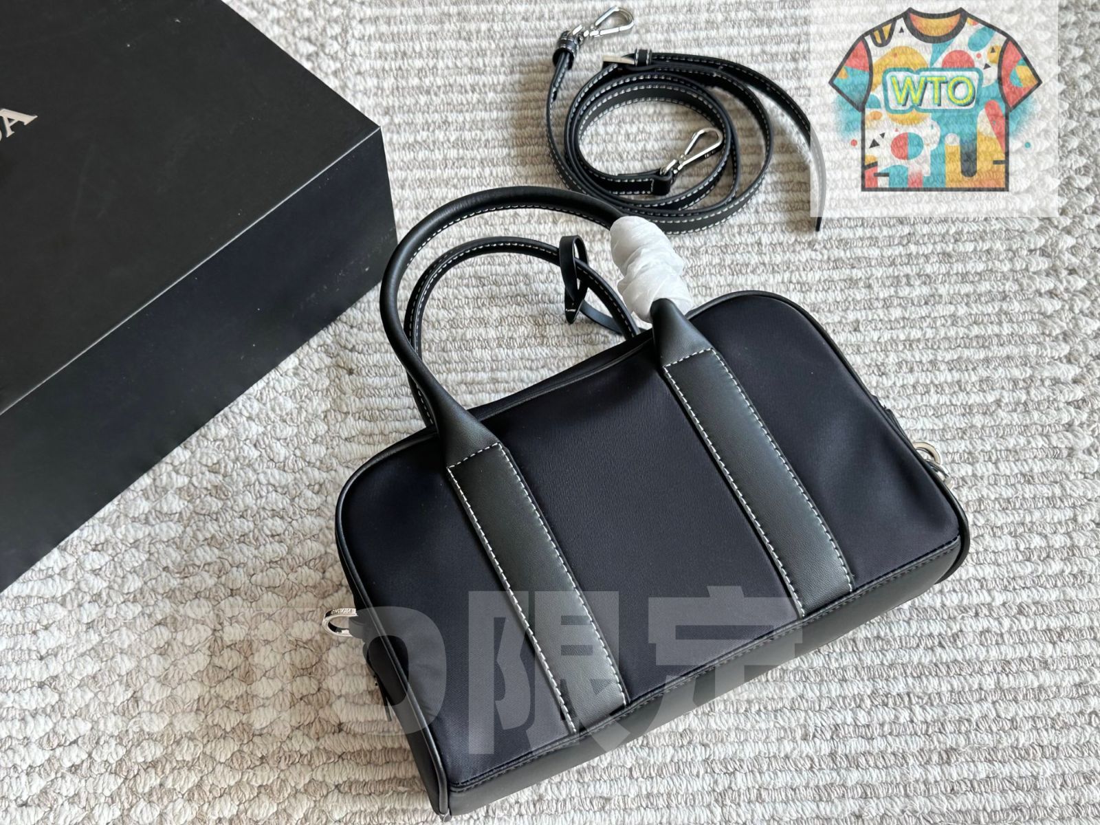 PRADA プラダ ナイロン ボストン バッグ PRADA(プラダ) 三角プレートナイロンボストンバッグ ブラック