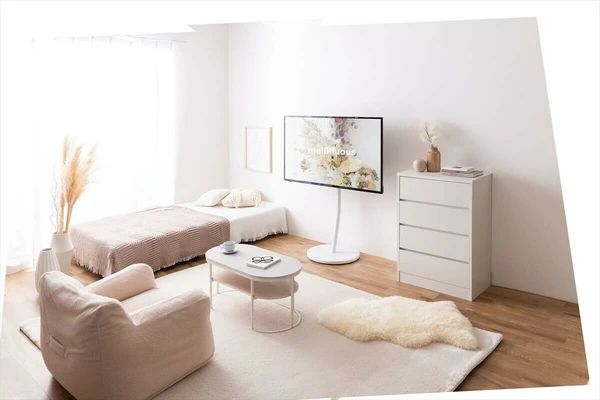 送料無料】おしゃれ キャスター付きテレビスタンド ホワイト