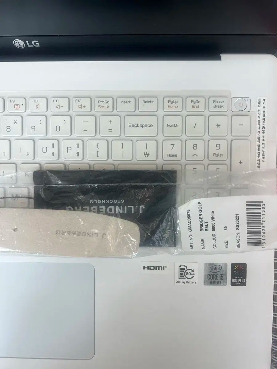  J. J.リンドバーグ メンズ ベルト 85 29 31 白 ブリッジ ベルト 小物