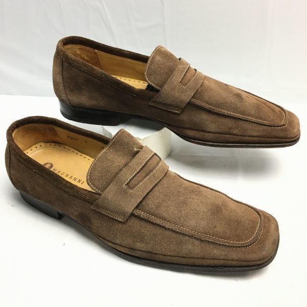 交換OK MAGNANNI マグナーニ size42 26.5-27.0 スペイン製 スエードスリッポン ビジネスシューズ 茶|BROWN メンズ 菅NO.ZF-132<sale>