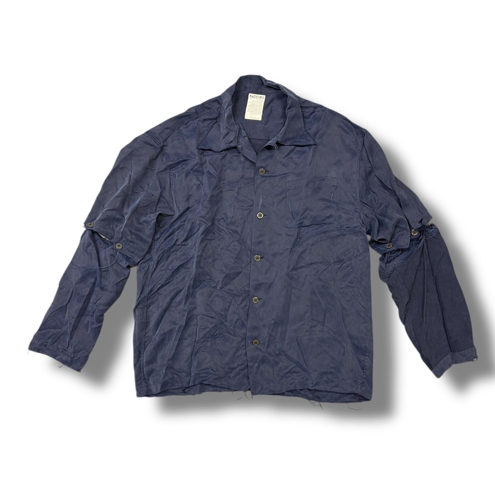 参考上代39600円 FACCIES 24SS STUDIOUS別注 BD SH 長袖シャツ 半袖シャツ 開襟 オープンカラー ファチーズ ステュディオス F24S03014 ネイビー 2 905M5