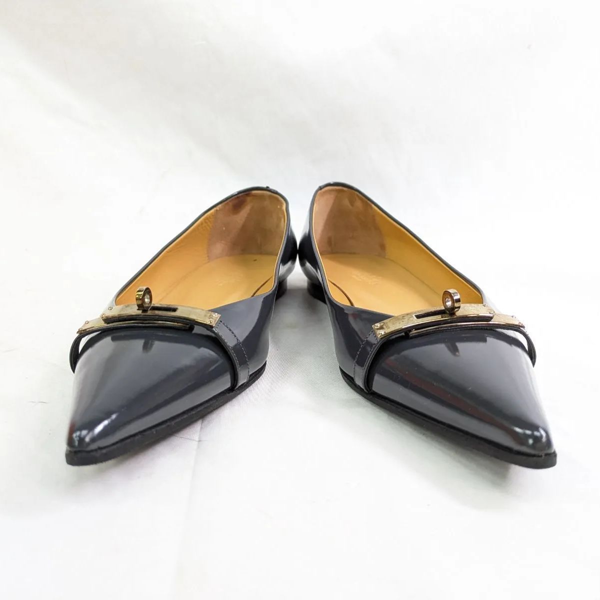 HERMÈS エルメス ケリー金具 フラットパンプス 美品！HERMÈS/エルメス ケリー 39 金具 バレエシューズ フラット