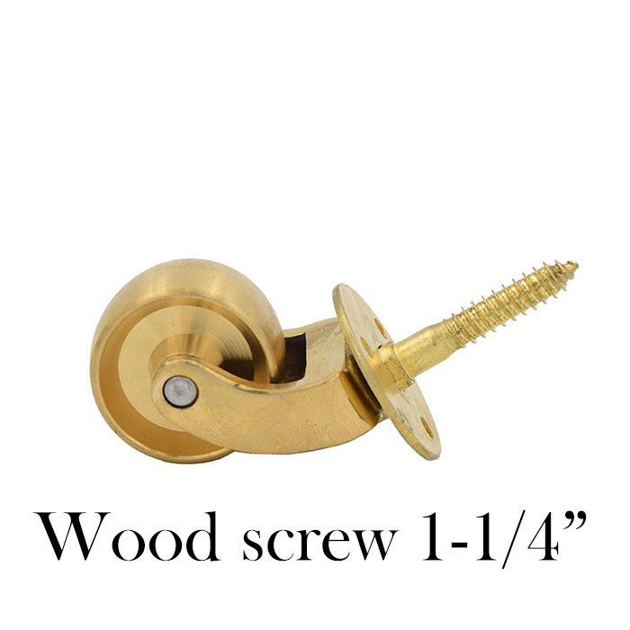 8個セットブラス（真鍮)キャスター 1-1/4”ウッドスクリュー（木ネジ）