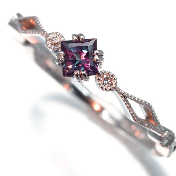 ジェムケリー リング アレキサンドライト 0.270ct ダイヤ ダイヤモンド 0.04ct 10号 K18WG 鑑別書 175800