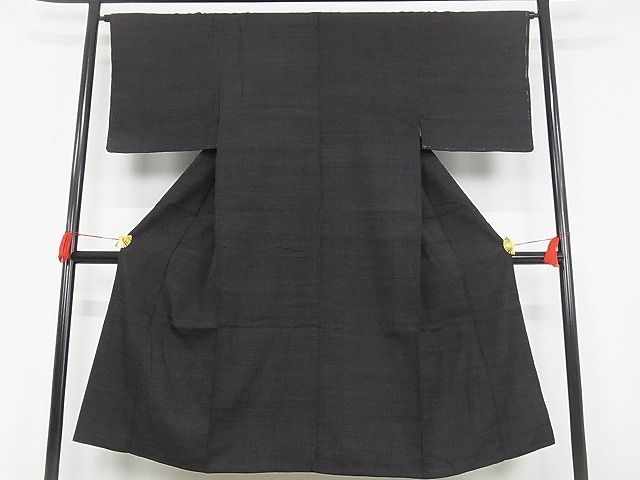 平和屋-こころ店男性　紬　横段文　正絹　逸品　AAAF2491Bwt